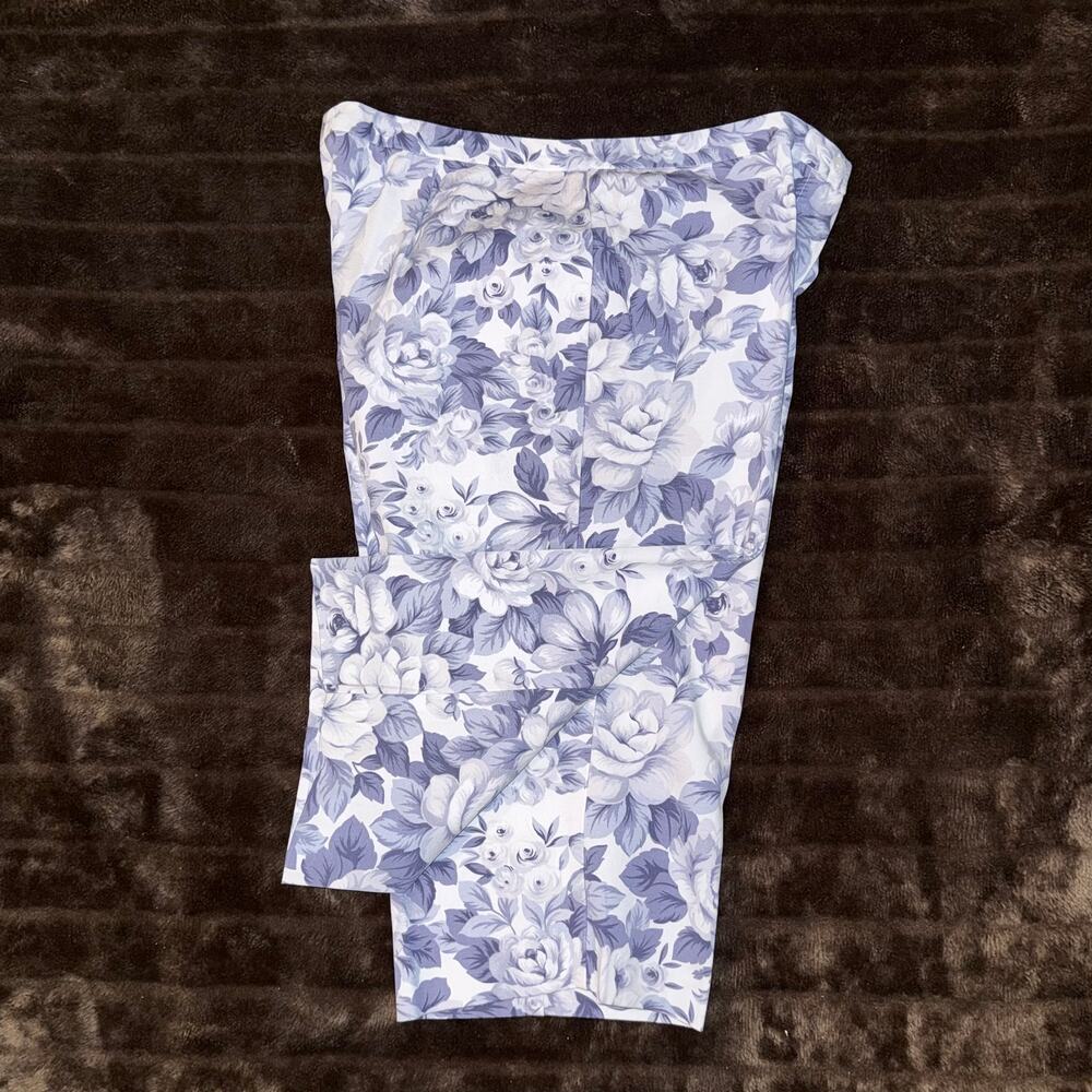 Charter Club Blue Floral Clamdigger Cropped Stretch Cotton Summer‎ Pants